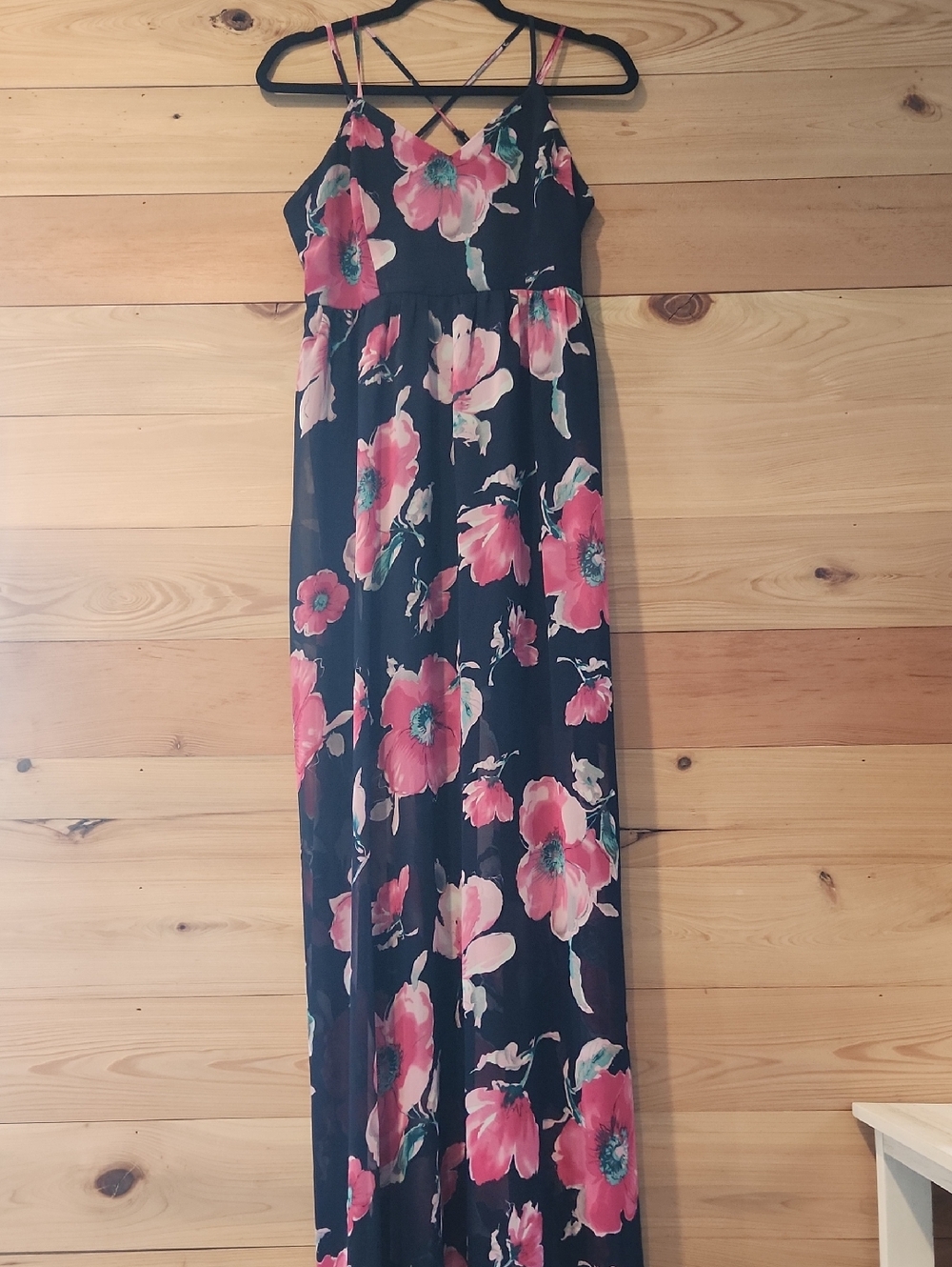 She + Sky Navy Dress with Pink Floral Accents